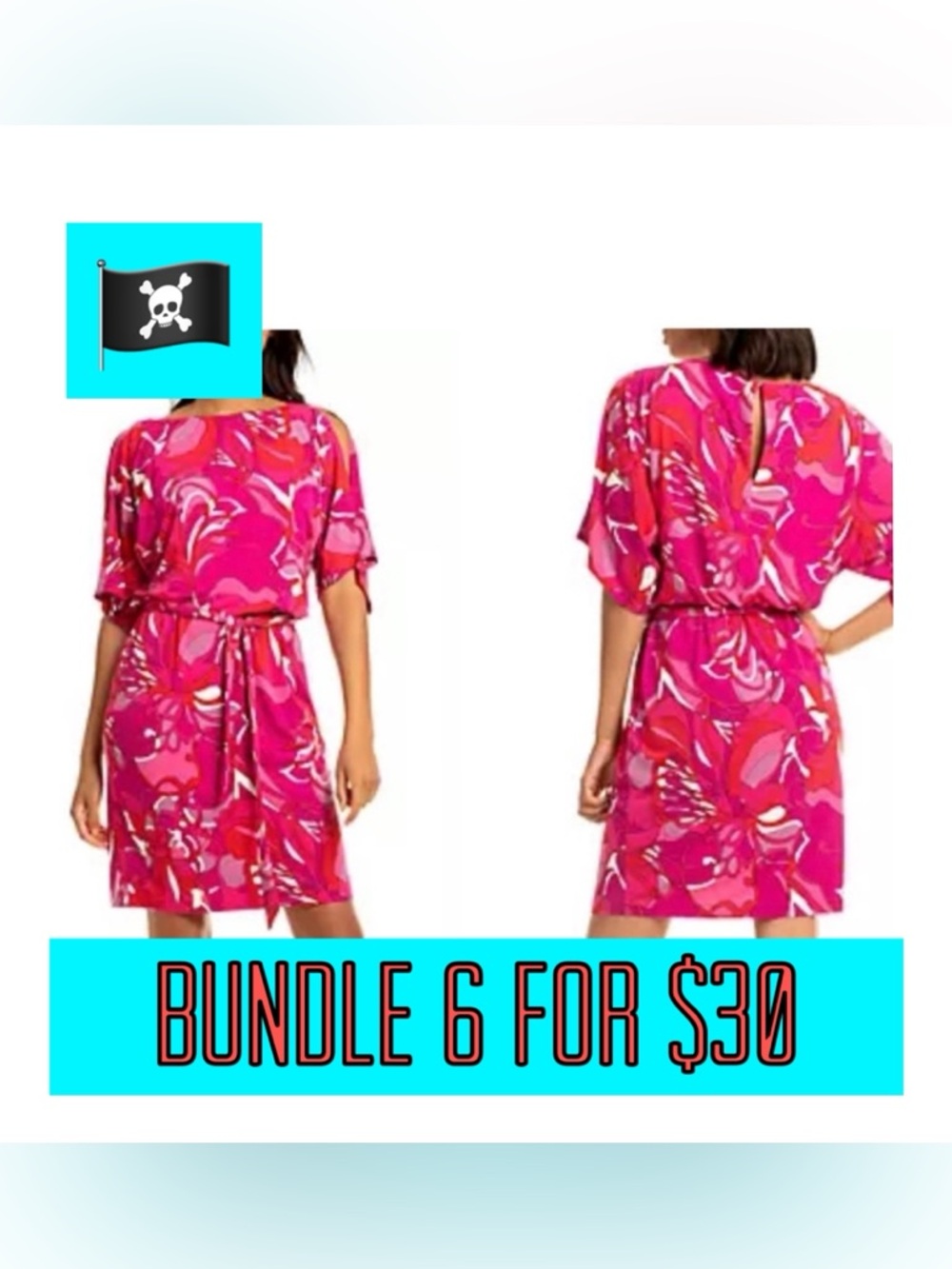 🏴‍☠️6 for $30🏴‍☠️ TRINA TURK Passion Pink Bernice Cold Shoulder Tie Dress
